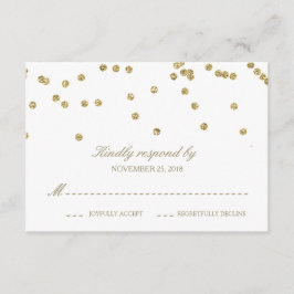 Elegante White e Dourada Confetti Polka-Dots RSVP