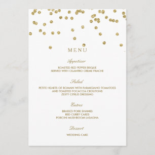 Elegante White e Dourado Menu Casamento Bolinhas