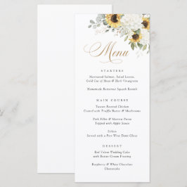 Elegante White Hydrangea Sunflower Menu Casamento