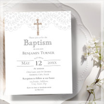 Elegante White Lace | Convite Baptism