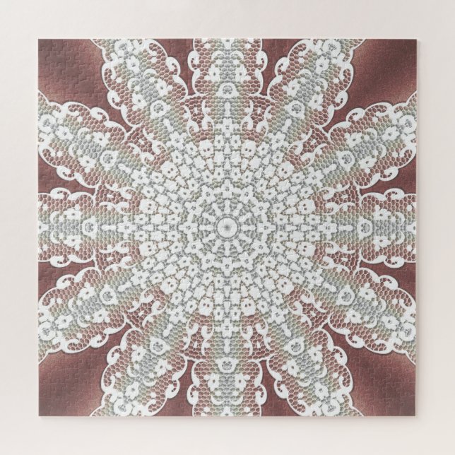 Elegante White Lace Floral Quebra-cabeça (Horizontal)