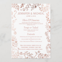 Elegante White Rose Dourado Floral Weding Menu