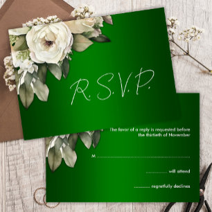 Elegante White Roses e Emerald Green RSVP
