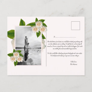 Elegante White Roses Flat Obrigado Cartão Postal