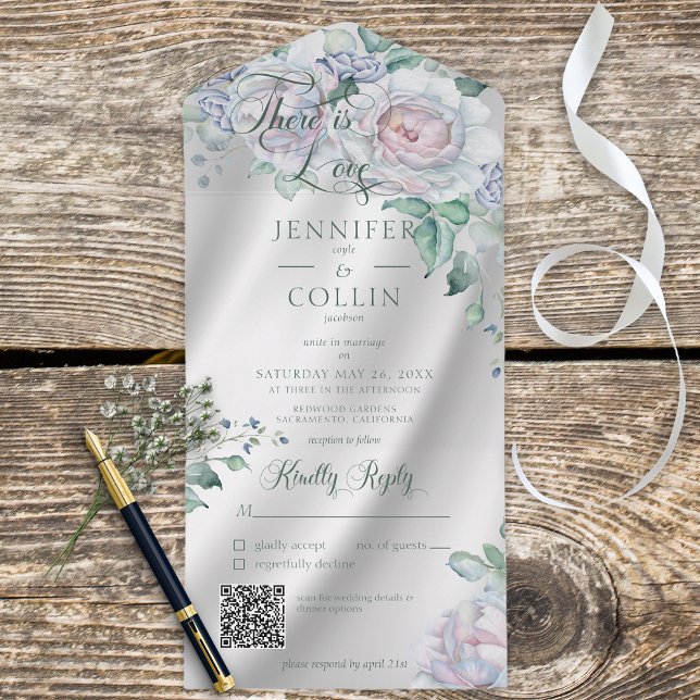 Elegante White Satin e Pastel Floral Código QR (Criador carregado)