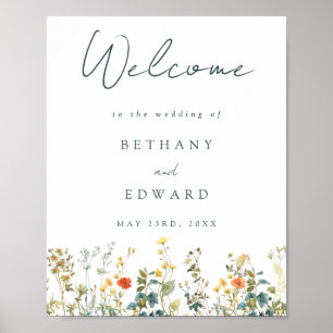 Elegante Wildflower Wedding Poster