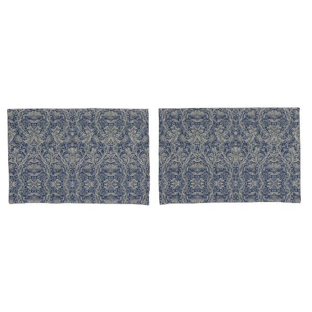 Elegante William Morris Floral Blue Padrão Branco (Frente - conjunto)
