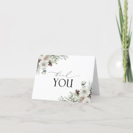 Elegante Winter Greenery Obrigado Cartão De Chá