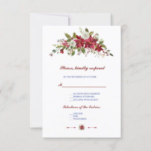 Elegante Winter Holiday Poinsettia Wedding RSVP