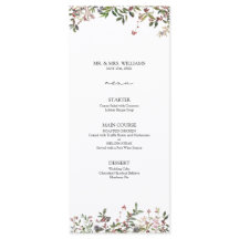 Elegante Winter Wildflower Berry Wedry Menu