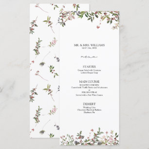 Elegante Winter Wildflower Berry Wedry Menu