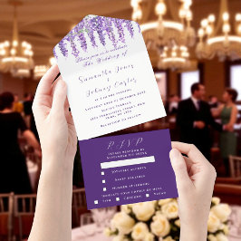 Elegante Wisteria Watercolor Purple Lilac Weds A