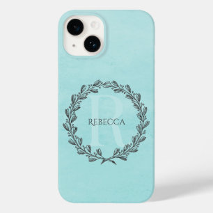 Elegante Wreath Monograma Teal