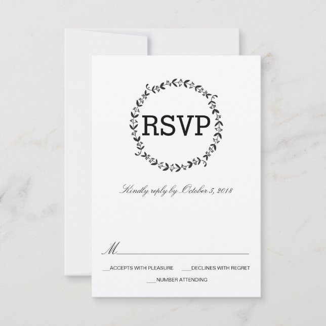 Elegante Wreath Rustic Kraft Wedding RSVP (Frente)
