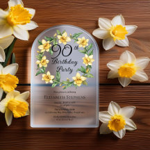 Elegante Yellow Daffodils Floral 90 Birthday