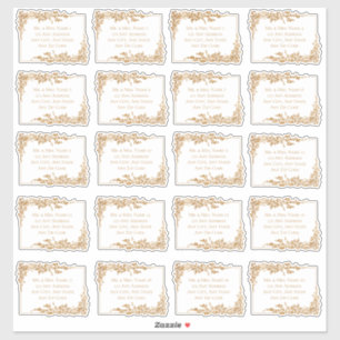 Elegantes Etiquetas de Endereço Floral Dourado Fol