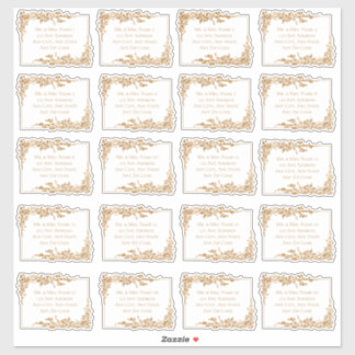 Elegantes Etiquetas de Endereço Floral Dourado Fol