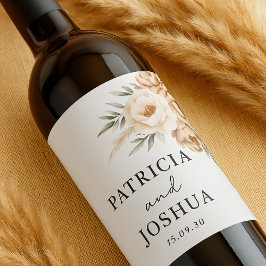 Elegantes Etiquetas de Vinho de Casamento Rústico