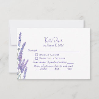 Elegantes Flores Lilás Boho Roxo RSVP de Casamento