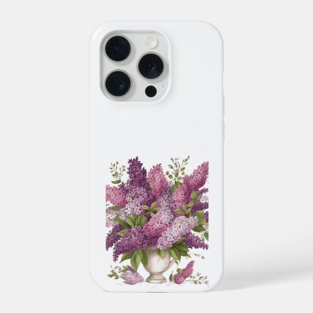 Elegantes Flores Lilás Roxo Buquê Vaso iPhone  (Verso)