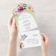 Elegantes Flores Românticas em Aquarela Roxo Pêsse
