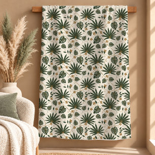 Elegantes folhas de palmeira botânica manta verde 