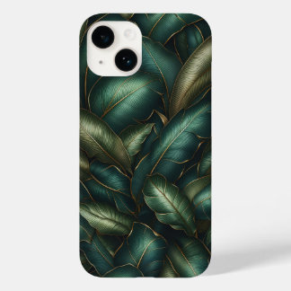 Elegantes Folhas Tropicais Esmeralda Escura e Veio
