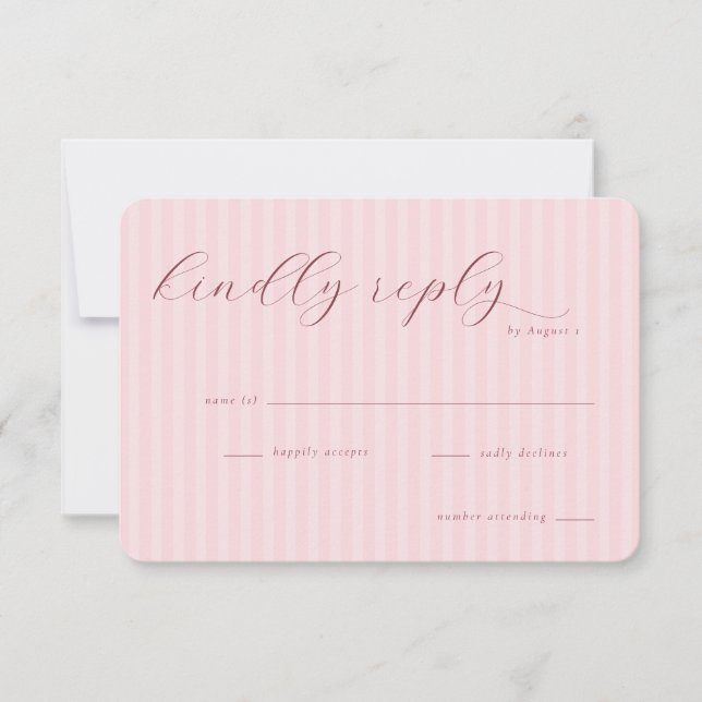 Elegantes Listras Rosa RSVP (Frente)