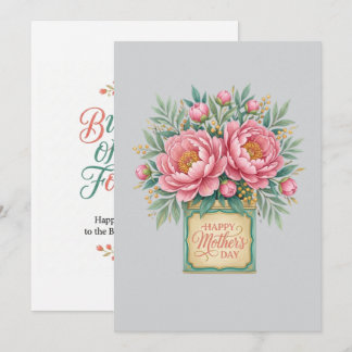 Elegantes Peônias Rosa Cartão do Dia das Mães - Vi