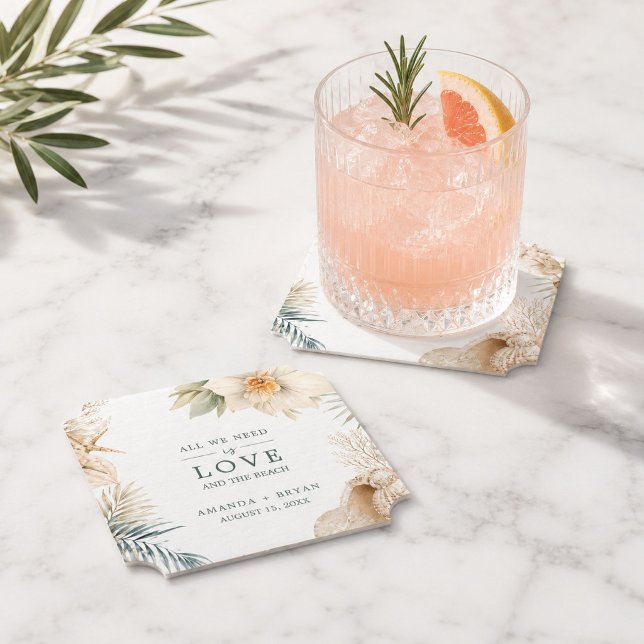 Elegantes Porta-Copos de Casamento à Beira-Mar (Criador carregado)