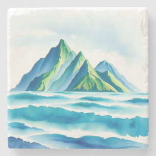 Elegantes Porta-Copos de Montanha em Aquarela Mi