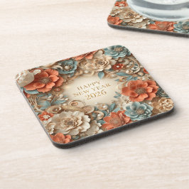 elegantes porta-copos florais de ano novo