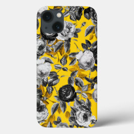 Elegantes Rosas Brancas Pretas Vintage Amarelo
