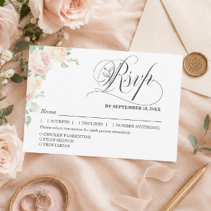 Elegantes Rosas Cor-de-Rosa Suave para RSVP de Cas
