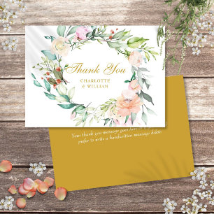 Elegantes Rosas de Agradecimento em Script Dourado
