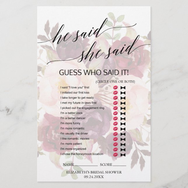 Elegiografia Desbotou Floral Ele Disse Que Ela Dis (Frente)