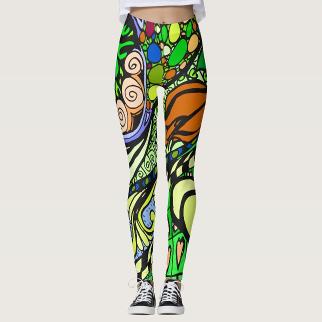 Element 9b Doodle Fine Art Leggings verde (Frente)