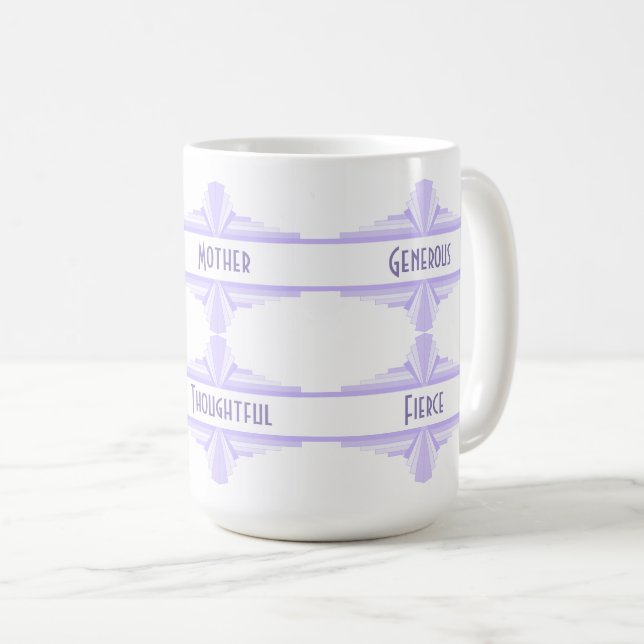 Elemento de deco de arte na caneca de café lilás e (Frente Esquerda)