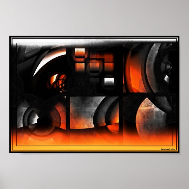 Elemento No Impressão de Abstrato Laranja (Frente)