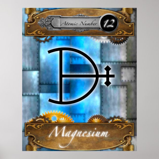 Elemento Periódico Magnésio Atômico nº 12 Poster (Frente)