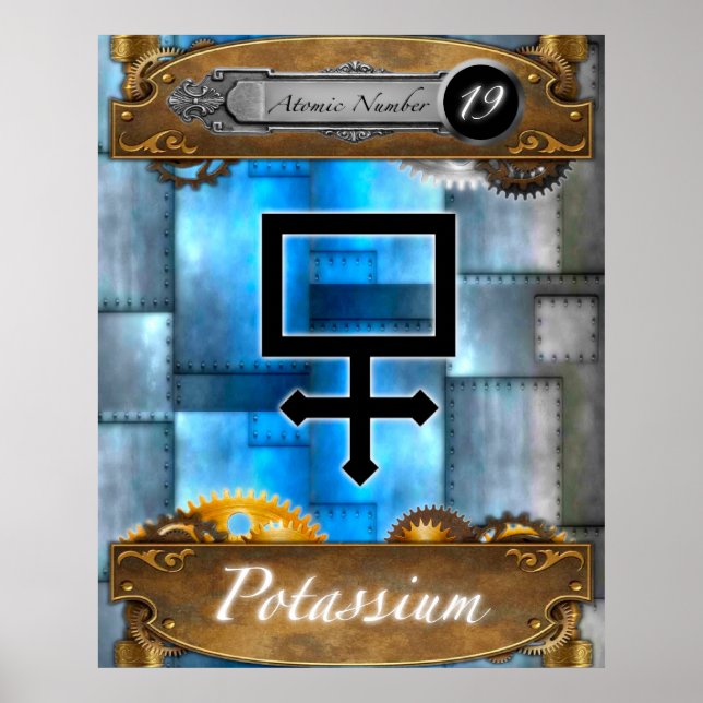 Elemento Periódico Potássio Atômica nº 19 Poster (Frente)
