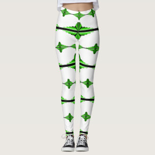 Elementos de arte em leggings verdes profundas