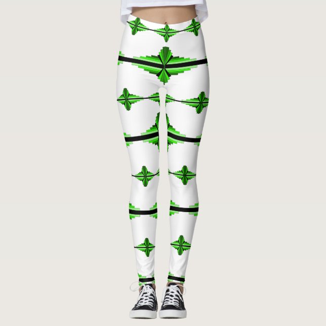 Elementos de arte em leggings verdes profundas (Frente)