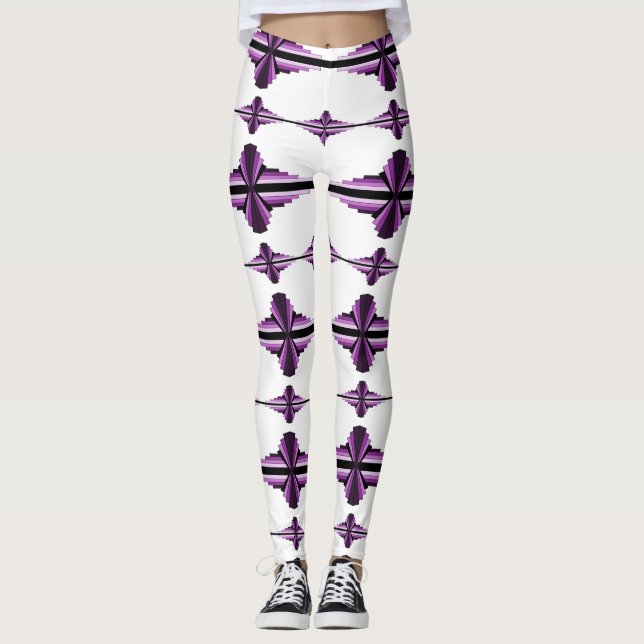 Elementos de deco de arte em leggings de ameixa es (Frente)
