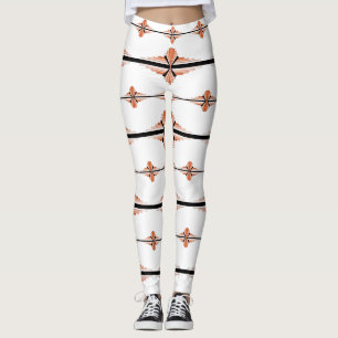 Elementos de deco de arte em leggings de pêssego p