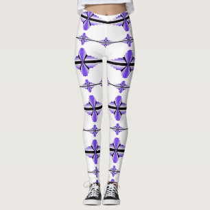 Elementos de deco de arte em leggings roxas pastéi