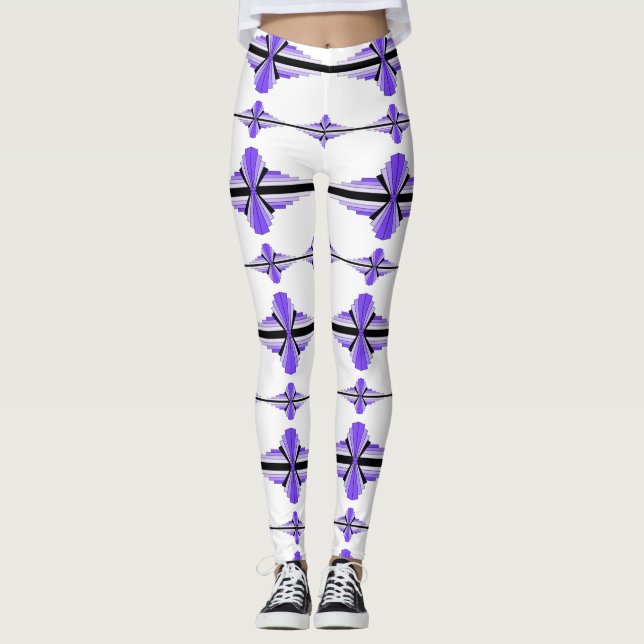 Elementos de deco de arte em leggings roxas pastéi (Frente)