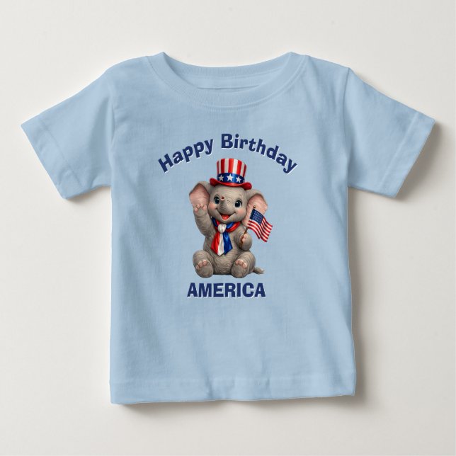 Elephant (5d) Patriotic Kid T-Shirt (Frente)