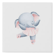 Elephant Ballerina Faux Canvas