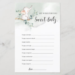 Elephant boho greenery deseja o jogo do bebê